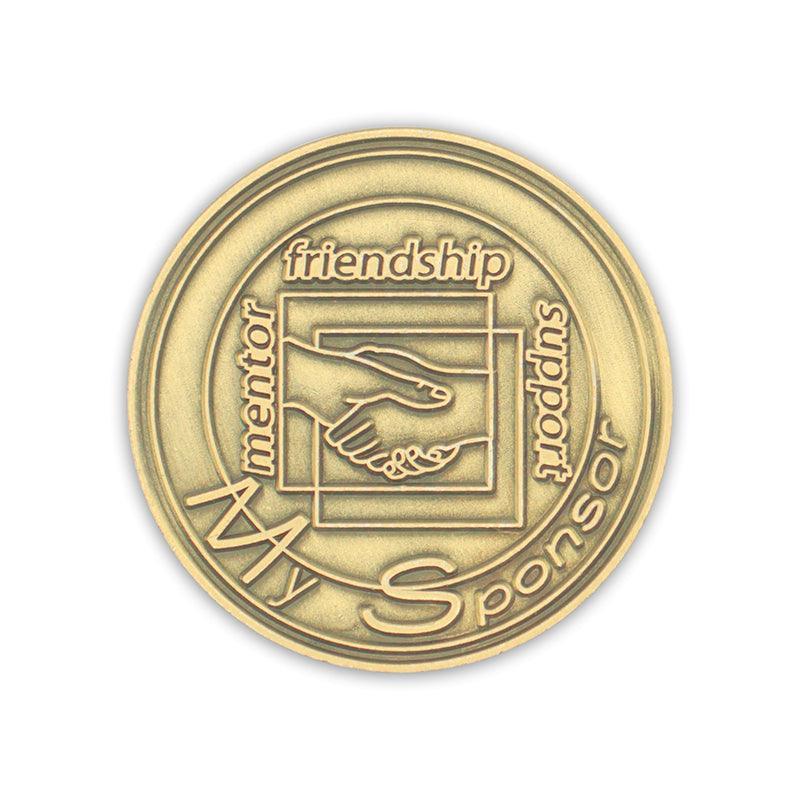 My Sponsor Mentor Friendship Support Bronze Affirmation Medallions - The Token Shop