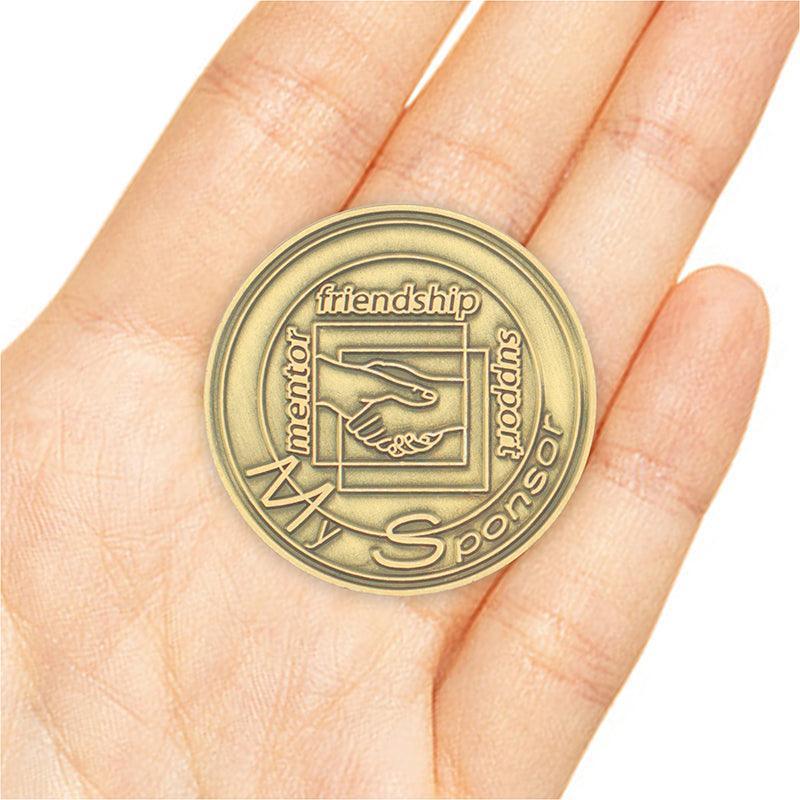 My Sponsor Mentor Friendship Support Bronze Affirmation Medallions - The Token Shop