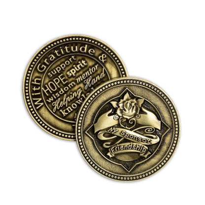 My Sponsor Rose - Friendship Bronze Affirmation Medallions - The Token Shop