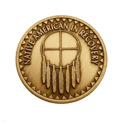 Native American In Recovery Bronze Affirmation Medallions - The Token Shop