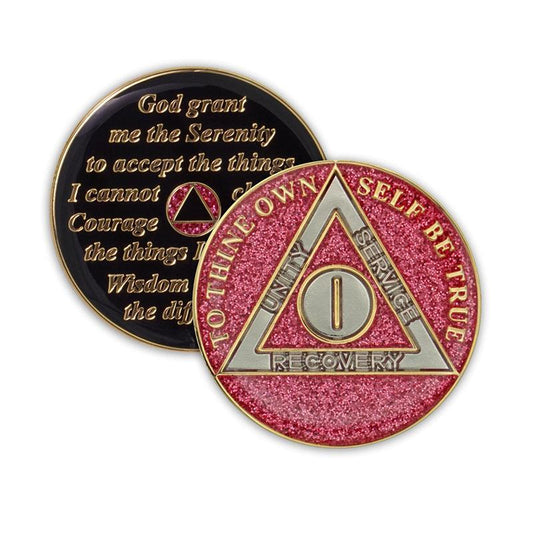 Pink Glitter Triplate AA Chips - The Token Shop