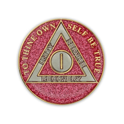 Pink Glitter Triplate AA Chips - The Token Shop