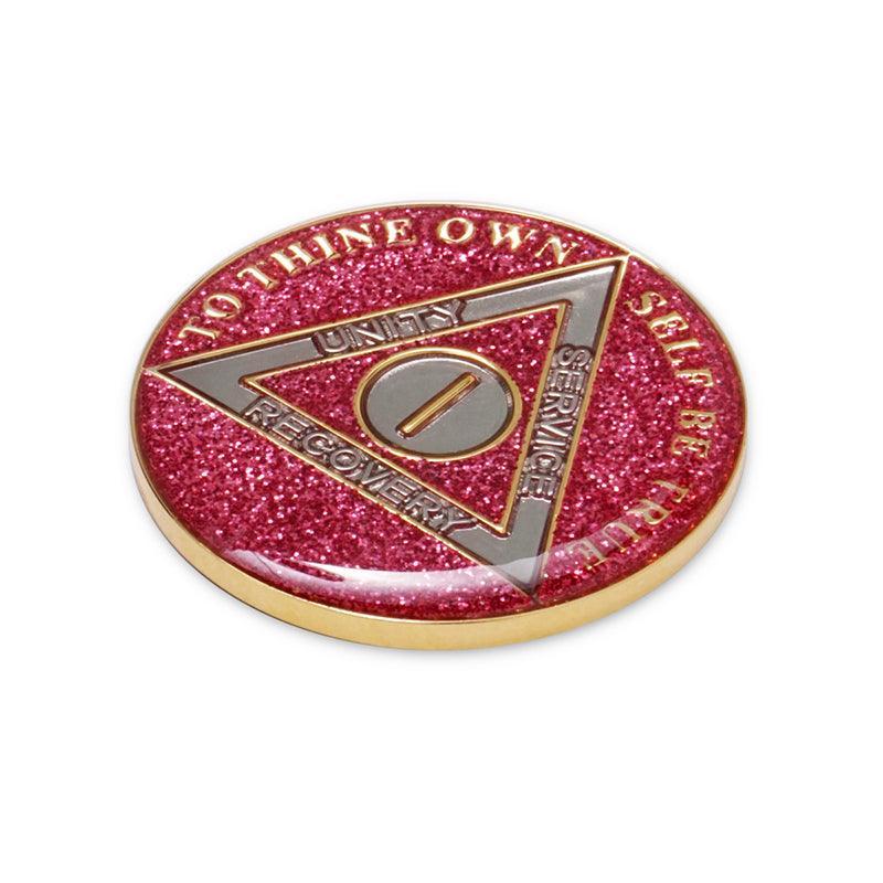Pink Glitter Triplate AA Chips - The Token Shop