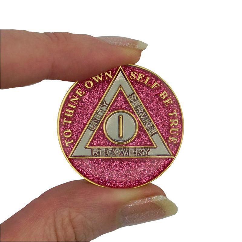 Pink Glitter Triplate AA Chips - The Token Shop