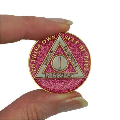 Pink Glitter Triplate AA Chips - The Token Shop
