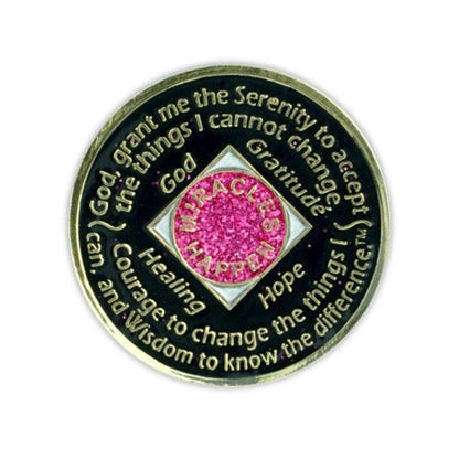 Pink Glitter Triplate NA Medallions - The Token Shop