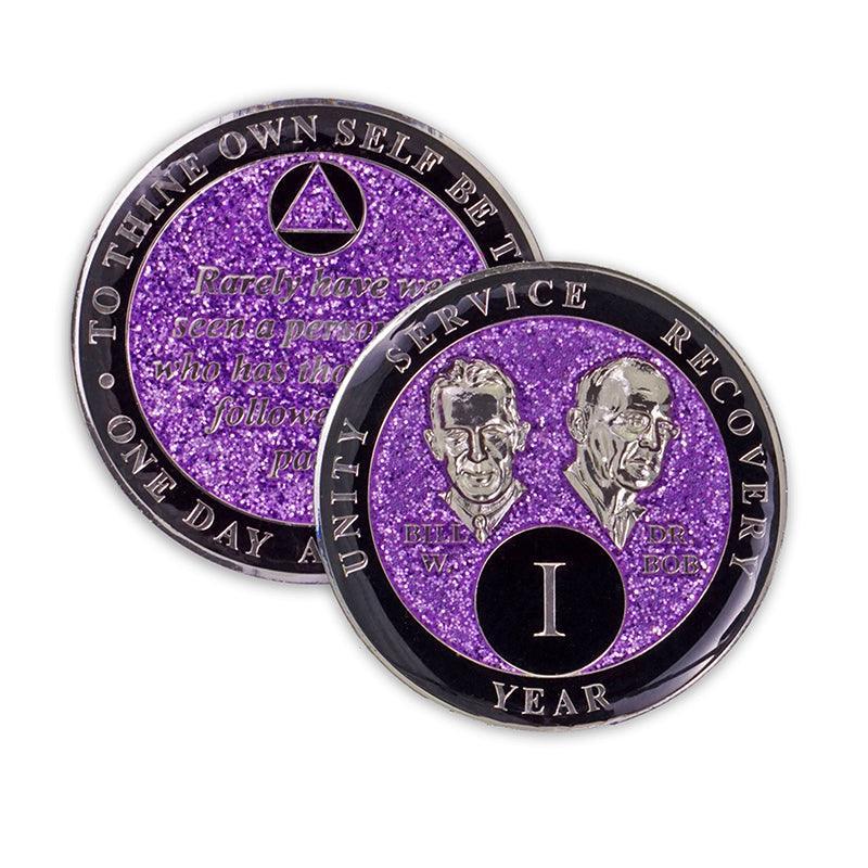 Purple Glitter Founders Triplate AA Chips - The Token Shop