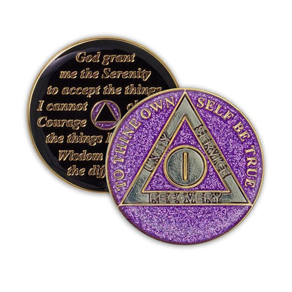 Purple Glitter Triplate AA Chips - The Token Shop