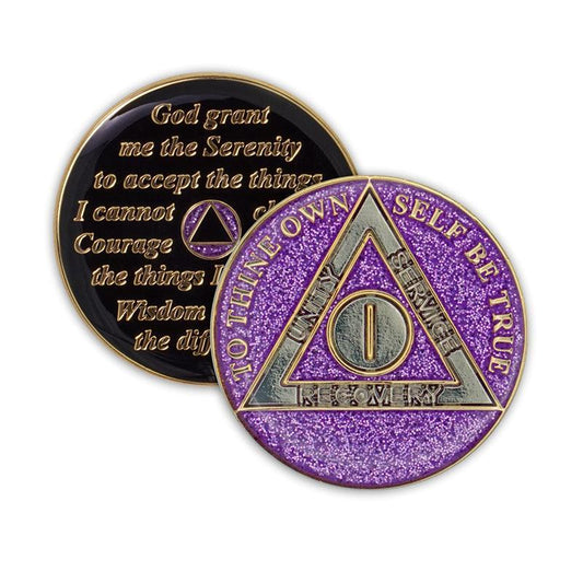 Purple Glitter Triplate AA Chips - The Token Shop