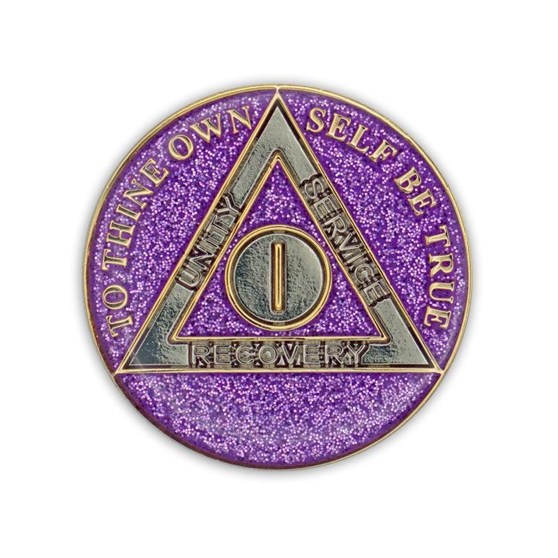 Purple Glitter Triplate AA Chips - The Token Shop