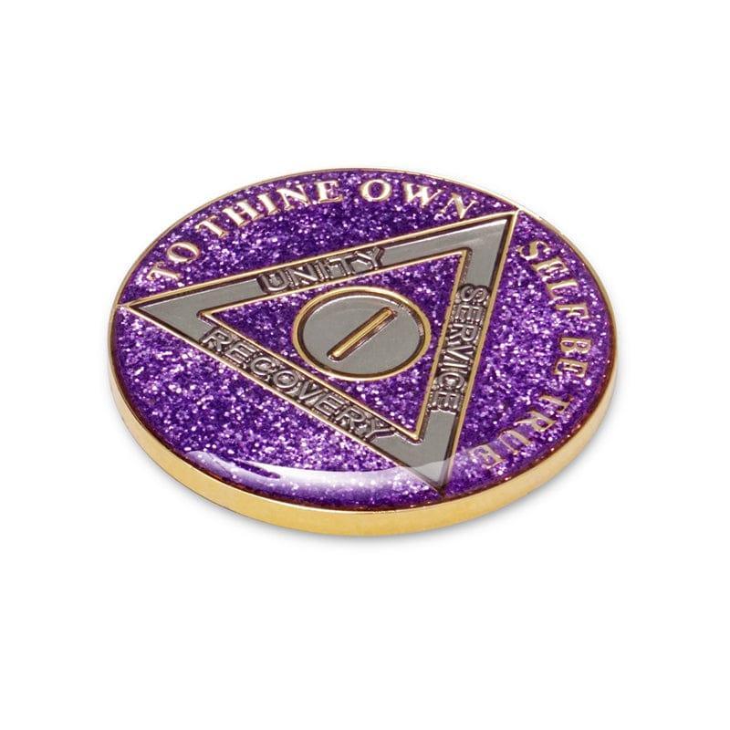 Purple Glitter Triplate AA Chips - The Token Shop