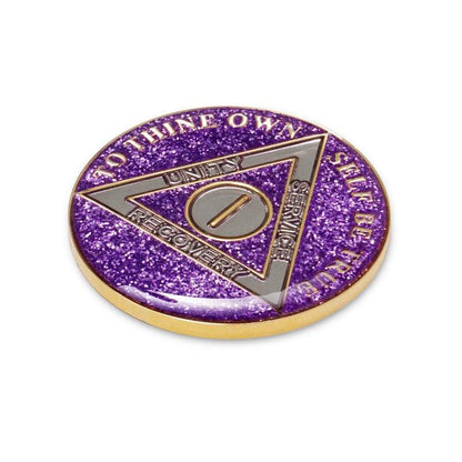 Purple Glitter Triplate AA Chips - The Token Shop