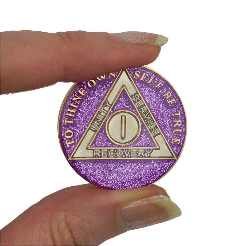 Purple Glitter Triplate AA Chips - The Token Shop
