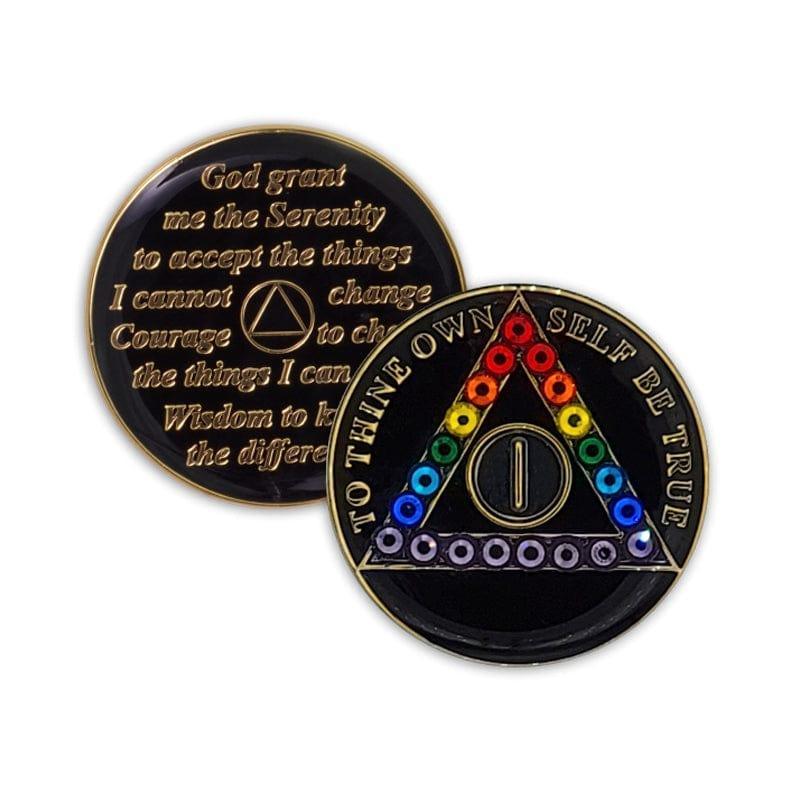 Rainbow Crystallized Black Triplate AA Chips - The Token Shop