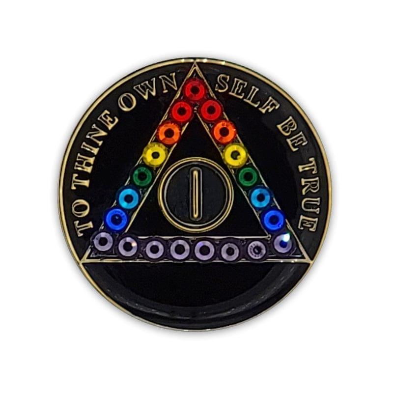 Rainbow Crystallized Black Triplate AA Chips - The Token Shop