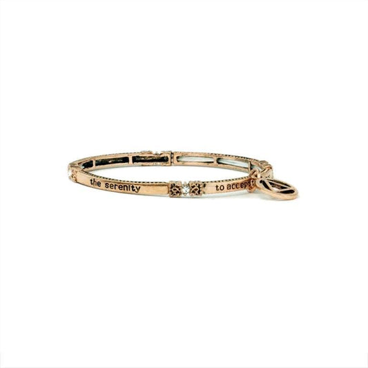 Serenity Prayer Metal Stretch Bracelet with AA Charm - Copper - The Token Shop