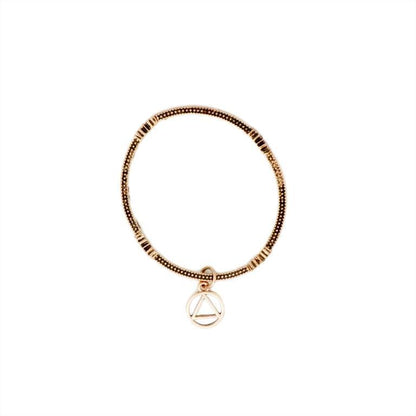 Serenity Prayer Metal Stretch Bracelet with AA Charm - Copper - The Token Shop