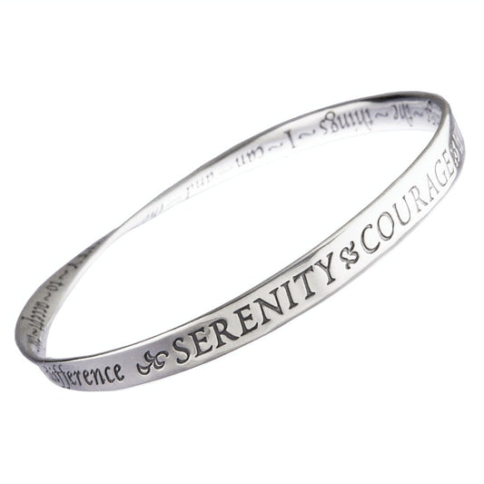 Serenity Prayer Sterling Silver Mobius AA Bracelet - The Token Shop
