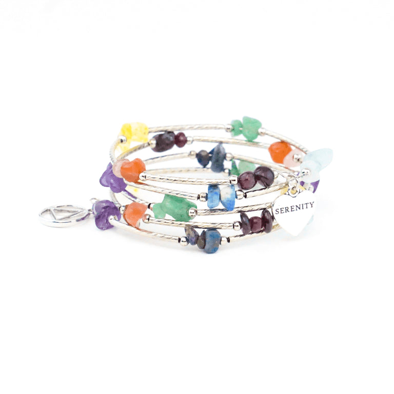 Multicolor Crystal Wire Wrap Bracelet with AA Charm - The Token Shop