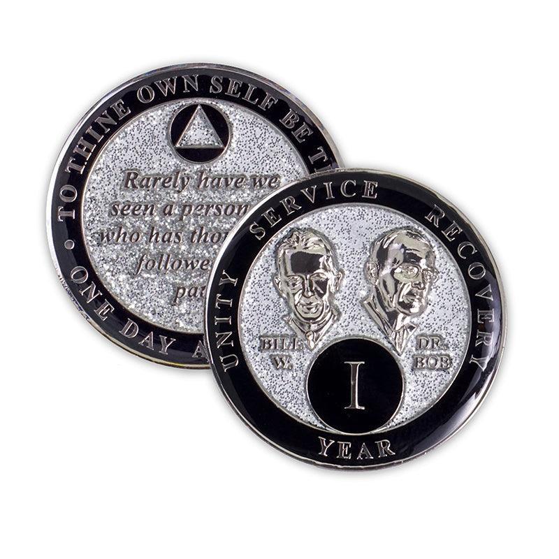 Silver Glitter Founders Triplate AA Chips - The Token Shop