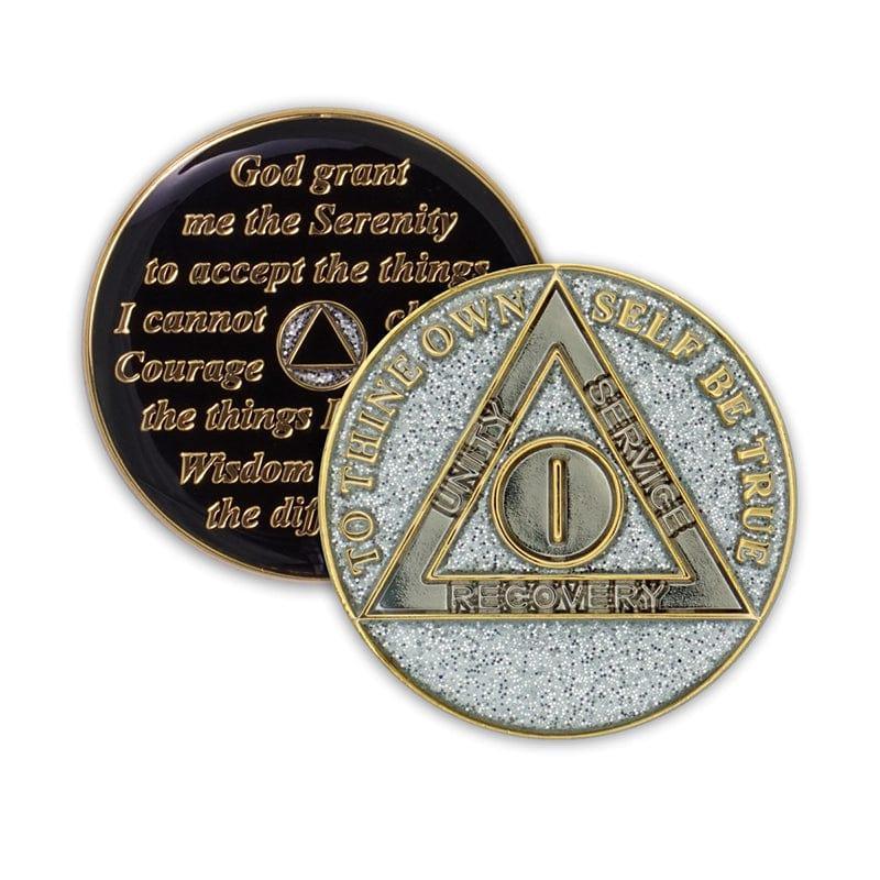 Silver Glitter Triplate AA Chips - The Token Shop
