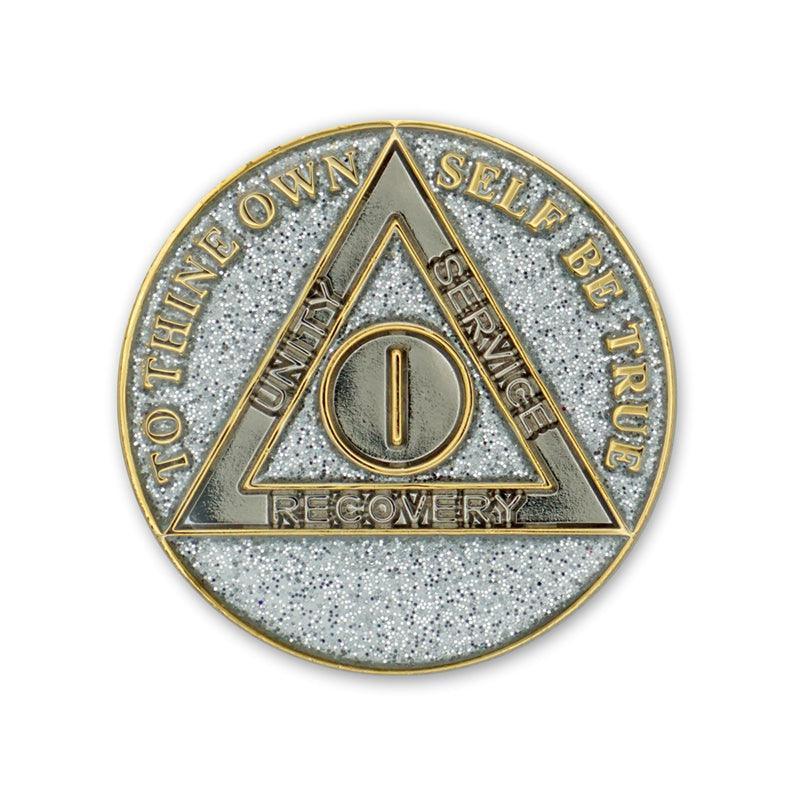 Silver Glitter Triplate AA Chips - The Token Shop