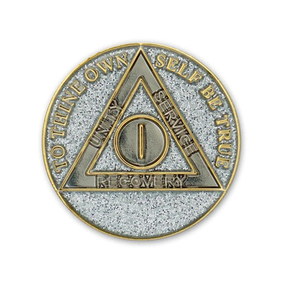 Silver Glitter Triplate AA Chips - The Token Shop