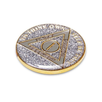 Silver Glitter Triplate AA Chips - The Token Shop