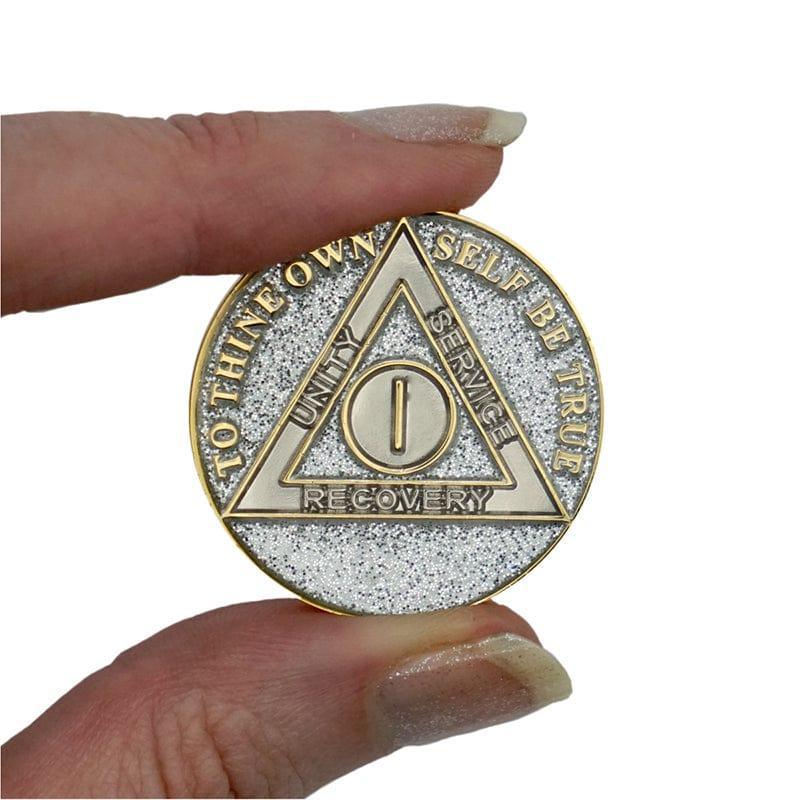 Silver Glitter Triplate AA Chips - The Token Shop