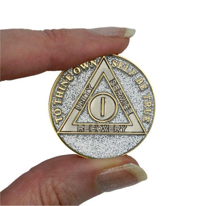 Silver Glitter Triplate AA Chips - The Token Shop