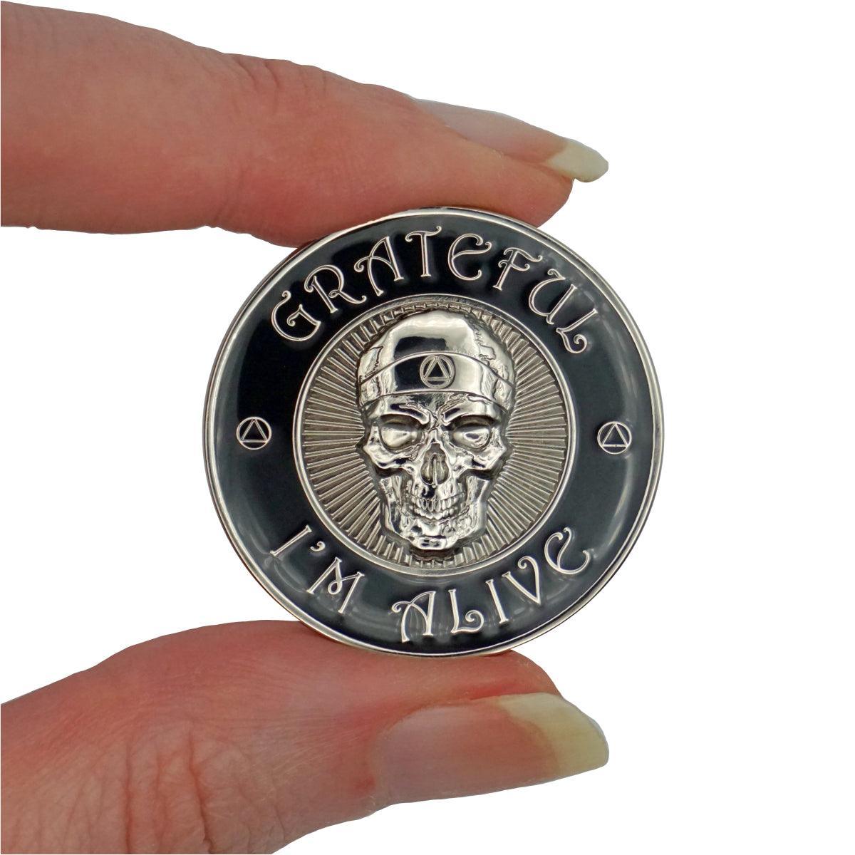 Silver Grateful I'm Alive Medallion - The Token Shop