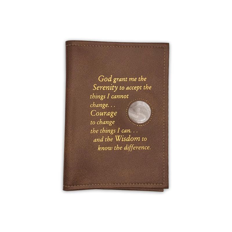 Single Big Book Cover W/Serenity Prayer and Coin Holder - The Token Shop