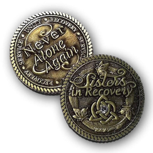 Sisters In Recovery Bronze Medallion with Stone - The Token Shop