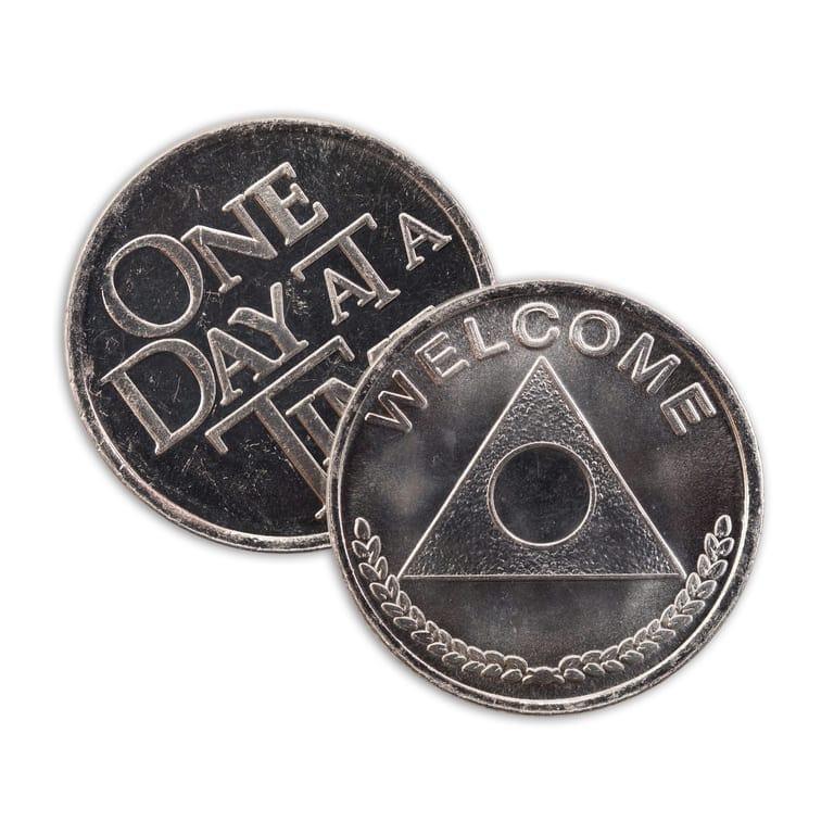 Welcome Wheat One Day At A Time Aluminum Affirmation Coin - The Token Shop