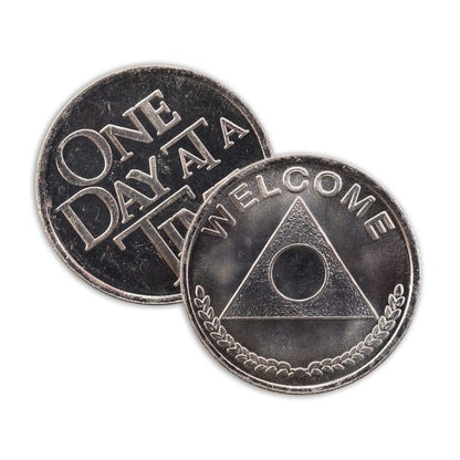 Welcome Wheat One Day At A Time Aluminum Affirmation Coin - The Token Shop
