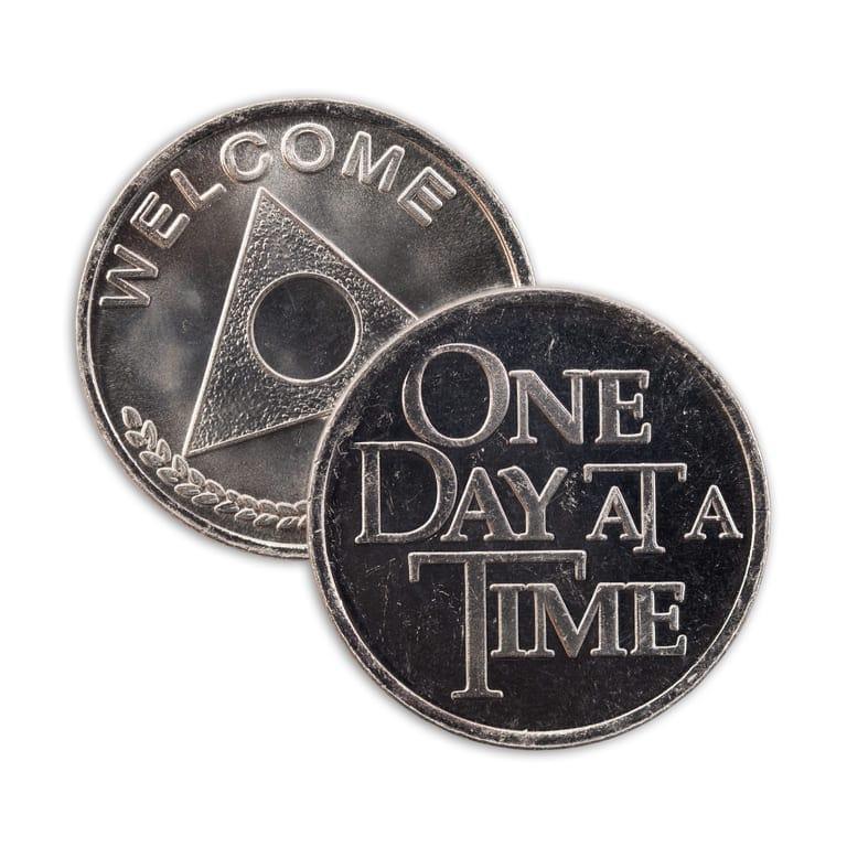 Welcome Wheat One Day At A Time Aluminum Affirmation Coin - The Token Shop