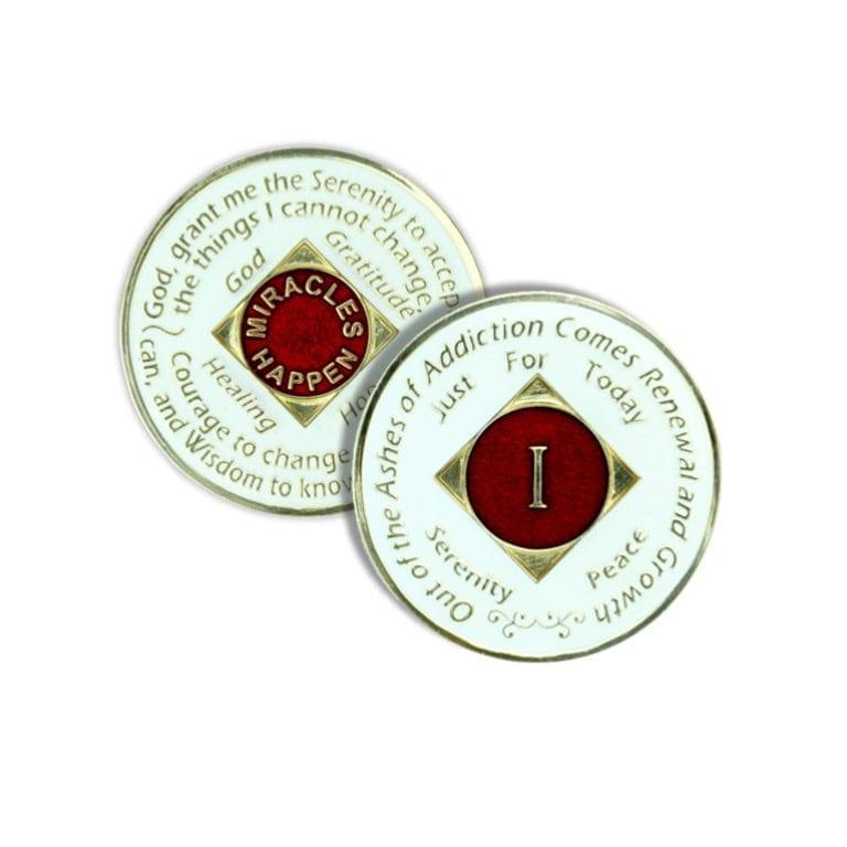 White & Red Triplate NA Medallions - The Token Shop