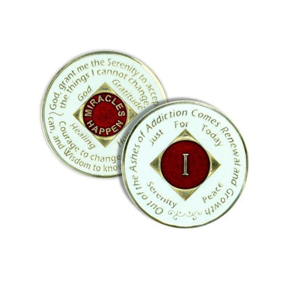 White & Red Triplate NA Medallions - The Token Shop