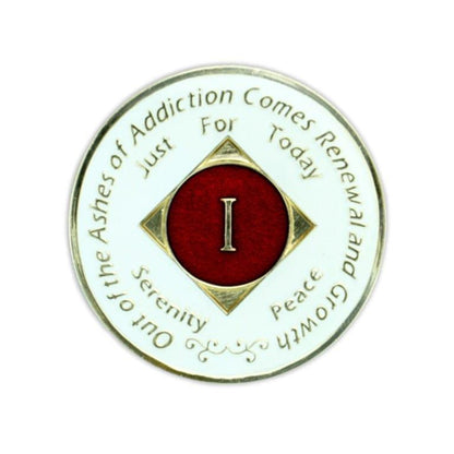 White & Red Triplate NA Medallions - The Token Shop