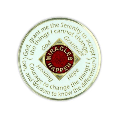 White & Red Triplate NA Medallions - The Token Shop